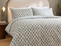 HÖEM Nyhavn Reversible Checkerboard Duvet Cover Set Cotton-Aqua-Single - thumbnail 2