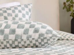 HÖEM Nyhavn Reversible Checkerboard Duvet Cover Set Cotton-Aqua-Single - thumbnail 4