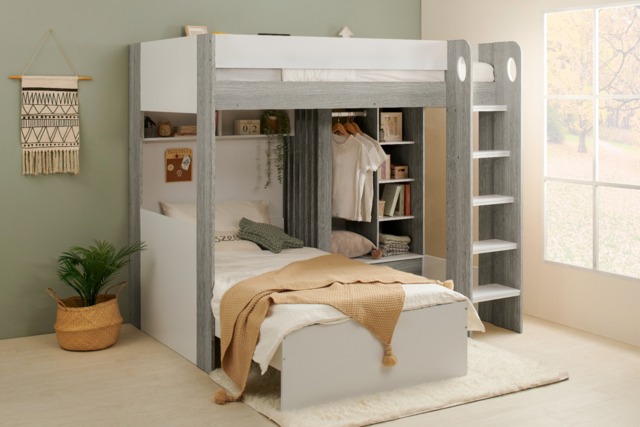 Flair Hampton L Shape Bunk Bed White & Grey - image 1