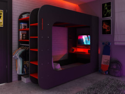 Trasman Loft Pod Small Double High Sleeper Gaming Bed with Chair - thumbnail 2
