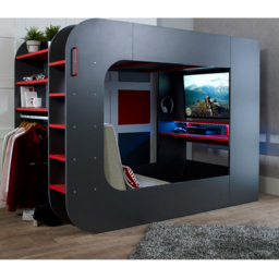 Trasman Loft Pod Small Double High Sleeper Gaming Bed with Chair - thumbnail 1