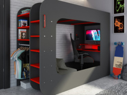 Trasman Loft Pod Small Double High Sleeper Gaming Bed with Chair - thumbnail 4