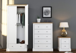 LPD Devon 2 Drawer White & Oak Bedside - thumbnail 2