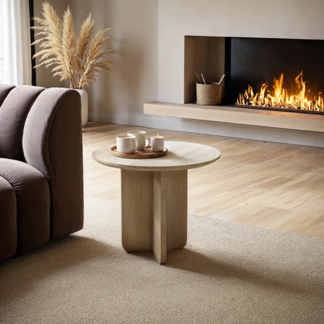SOLACE+CO Aven Sintered Stone Effect Round Side Table - image 1