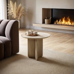 SOLACE+CO Aven Sintered Stone Effect Round Side Table - thumbnail 1