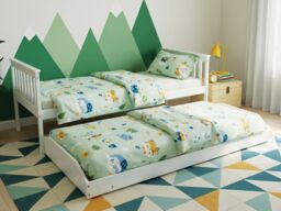 Kidsaw Jinsen Single Bed with Pull Out Trundle White - thumbnail 3