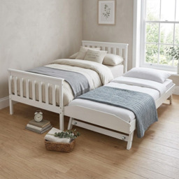 Kidsaw Jinsen Single Bed with Pull Out Trundle White - thumbnail 1