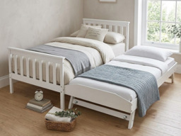 Kidsaw Jinsen Single Bed with Pull Out Trundle White - thumbnail 2