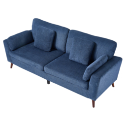 Living & Home 2 Seater Chenille Sofa with Cushions-Blue - thumbnail 1