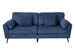 Living & Home 2 Seater Chenille Sofa with Cushions-Blue - thumbnail 3