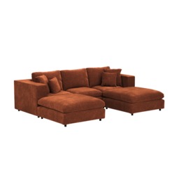 SOLACE+CO Asher U Shape Corner Sofa Bundle Burnt Orange Chenille - thumbnail 3