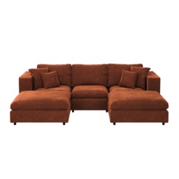 SOLACE+CO Asher U Shape Corner Sofa Bundle Burnt Orange Chenille - thumbnail 4