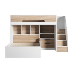 Flair Greyson Staircase Triple Bunk Bed with Storage White & Oak - thumbnail 4
