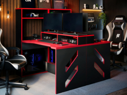 2x Recoil Pixel Gaming Desk Black & Red - thumbnail 1