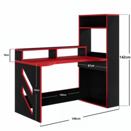2x Recoil Pixel Gaming Desk Black & Red - thumbnail 5