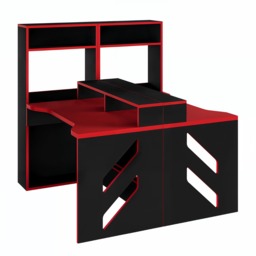 2x Recoil Pixel Gaming Desk Black & Red - thumbnail 3