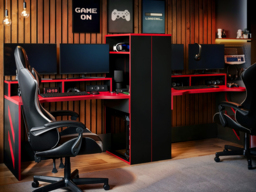 2x Recoil Pixel Gaming Desk Black & Red - thumbnail 2