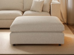 SOLACE+CO Asher Large Square Footstool Beige Boucle - thumbnail 2