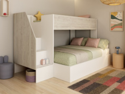 Trasman Triple Bunk Bed with Storage Stairs White - thumbnail 2