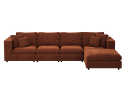 SOLACE+CO Asher Large Sofa with Reversible Footstool Burnt Orange Chenille - thumbnail 3