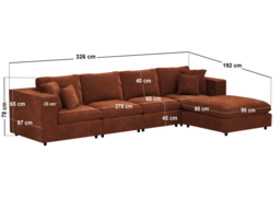 SOLACE+CO Asher Large Sofa with Reversible Footstool Burnt Orange Chenille - thumbnail 5