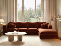 SOLACE+CO Asher Large Sofa with Reversible Footstool Burnt Orange Chenille - thumbnail 2