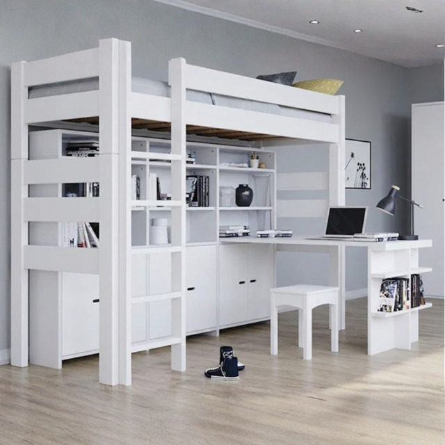 Mathy by Bols Dominique 186 Highsleeper with Bookcase-White - image 1