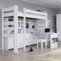 Mathy by Bols Dominique 186 Highsleeper with Bookcase-White - thumbnail 1