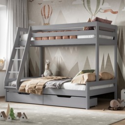 Noomi Nora Solid Wood Triple Bunk Bed Grey (FSC-Certified) - thumbnail 1
