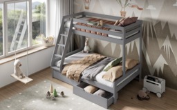 Noomi Nora Solid Wood Triple Bunk Bed Grey (FSC-Certified) - thumbnail 4