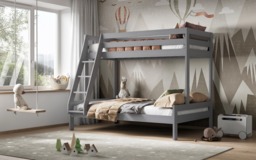 Noomi Nora Solid Wood Triple Bunk Bed Grey (FSC-Certified) - thumbnail 2