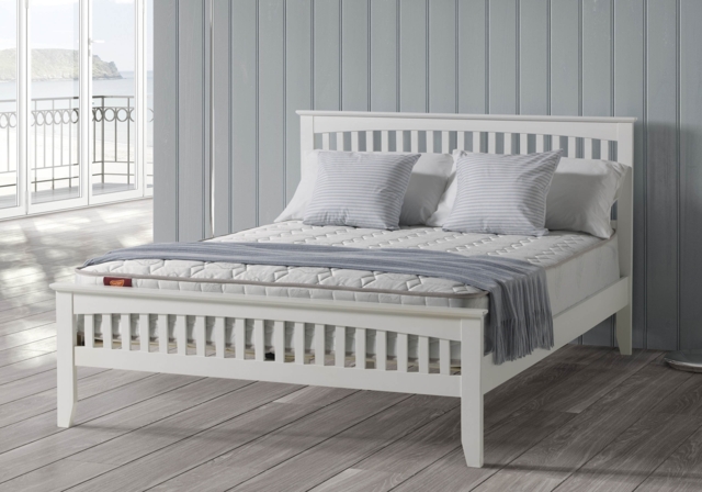 Sareer Sandhurst Wooden Bed Frame -White-Double - image 1