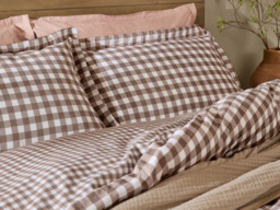 Yard Barton Gingham Check Duvet Cover Set-Chocolate-Single - thumbnail 2