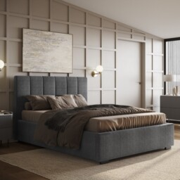 Flair Waltz Double Fabric Ottoman Bed Grey