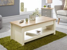 GFW Lancaster Lift Up Coffee Table with Storage - Cream - thumbnail 2