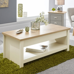 GFW Lancaster Lift Up Coffee Table with Storage - Cream