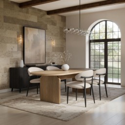 SOLACE+CO Varm & Cyra 4 to 8 Seater Extending Dining Table Set with Beige Chenille Chairs-Table + 4 Chairs-Oak - thumbnail 1