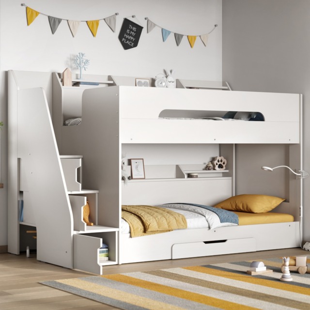 Flair Slick Staircase Bunk Bed White - image 1