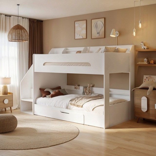 Flair Slick Staircase Bunk Bed with Storage White - image 1