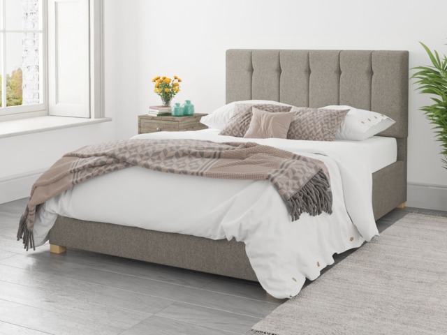 Aspire Hepburn Ottoman Bed Saxon Twill Grey - Double - image 1