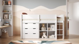 Flair Loop Mid Sleeper Bed Full Set White - thumbnail 2