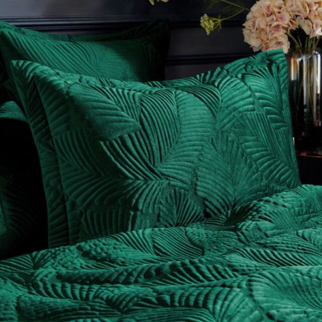 Paoletti Palmeria Quilted Pillowcase -Emerald - image 1