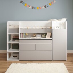 Flair Bailey Kids Cabin Bed with Desk & Storage White & Grey - thumbnail 3