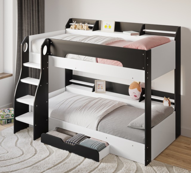 Flair Flick Storage Grey Bunk Bed with Grey Drawer - image 1