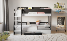 Flair Flick Storage Grey Bunk Bed with Grey Drawer - thumbnail 2