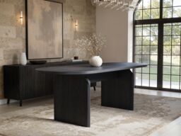 SOLACE+CO Varm & Estella Black Extendable Dining Table with Velvet Chairs Beige Table + 6 Chairs - thumbnail 3
