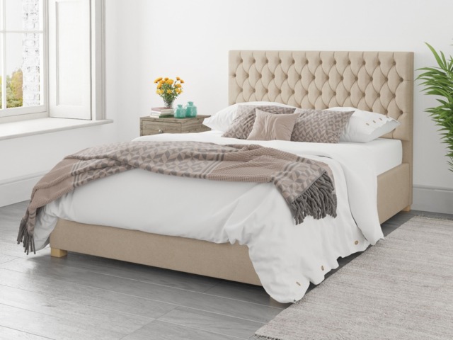 Aspire Monroe Ottoman Bed Kimiyo Linen Beige - Double - image 1