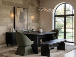 SOLACE+CO Varm Dining Set with Black Table, Bench & 4 Aiko Green Chairs - thumbnail 2