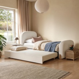 Flair Ines Single Bed with Trundle Cream Boucle - thumbnail 1