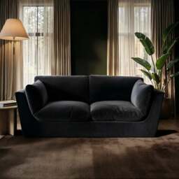 SOLACE+CO Orson 3 Seater Sofa Black Velvet - thumbnail 1